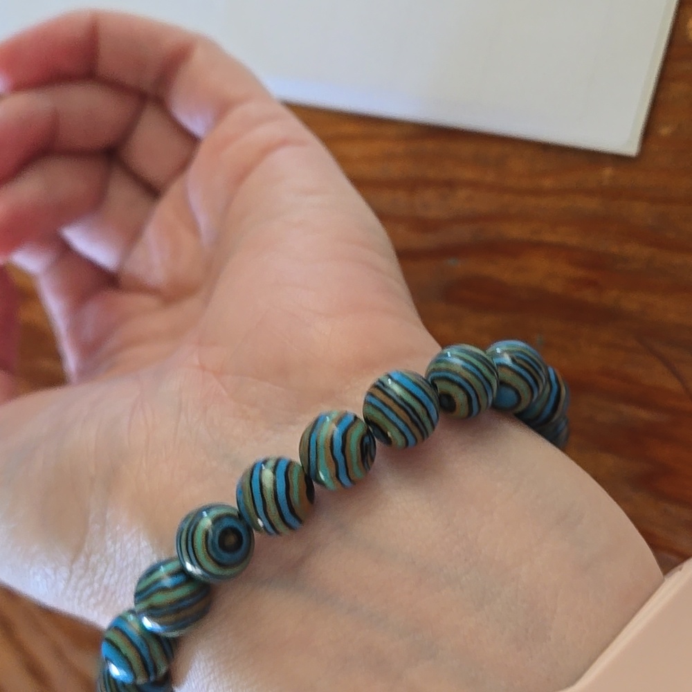 Bracelet blue green tiger eye  8mm N125 - Picture 4 of 4
